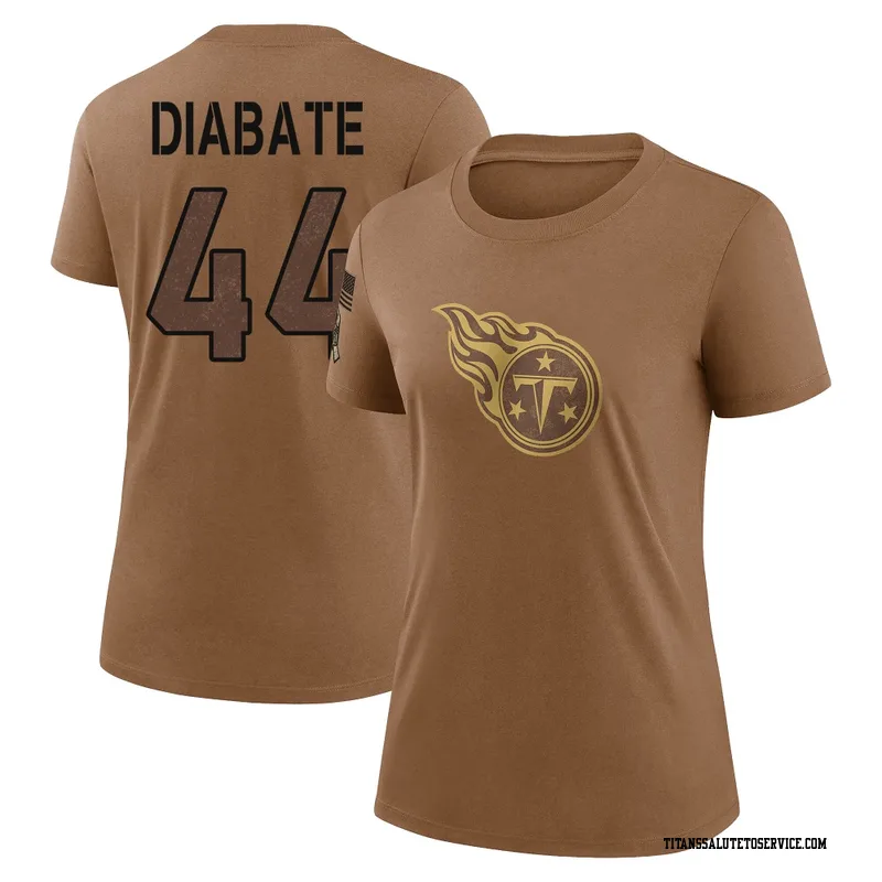Women's Mohamoud Diabate Tennessee Titans Legend Brown 2023 Salute To Service Performance T-Shirt