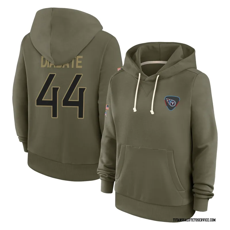 Women's Mohamoud Diabate Tennessee Titans Olive 2025 Salute to Service Hoodie