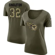 Women's Nicholas Singleton Tennessee Titans Legend Olive Salute to Service Scoop Neck T-Shirt