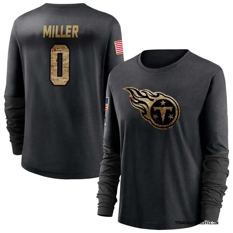 Women's Rasheed Miller Tennessee Titans Black 2020 Salute To Service Sideline Performance Long Sleeve T-Shirt