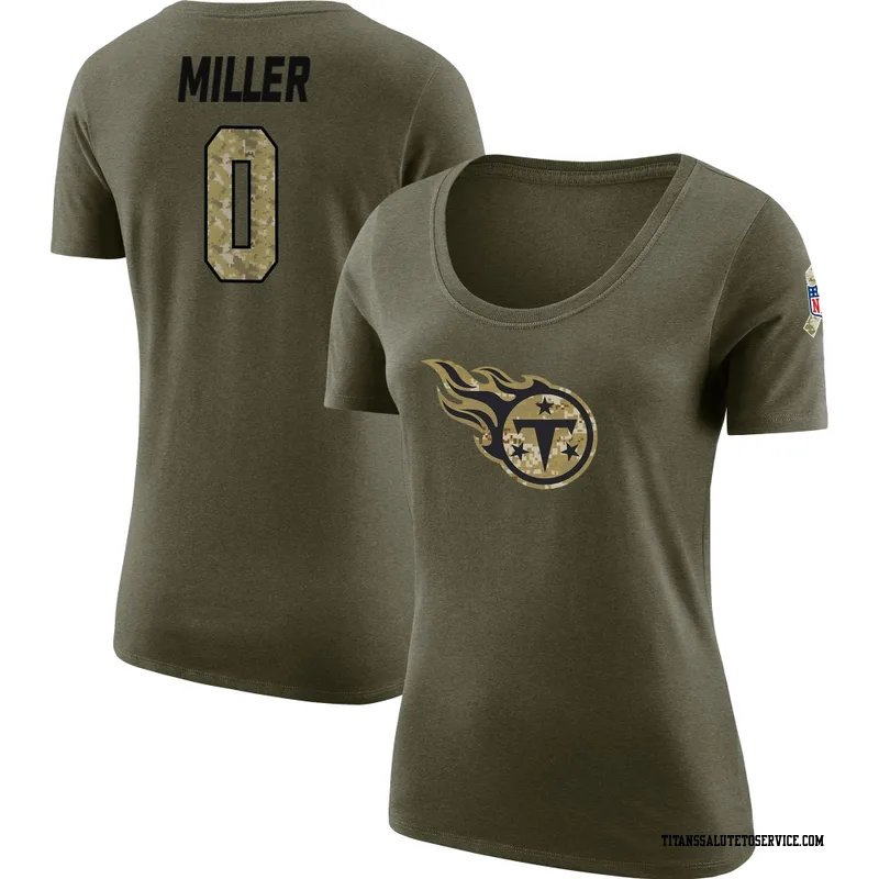 Women's Rasheed Miller Tennessee Titans Legend Olive Salute to Service Scoop Neck T-Shirt