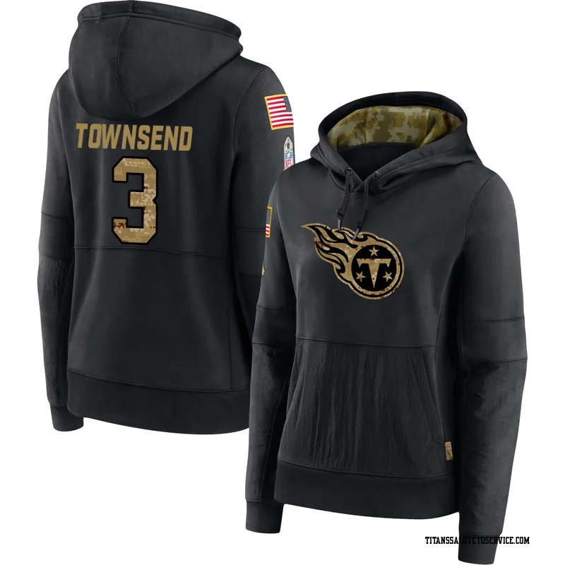 Women's Tommy Townsend Tennessee Titans Black 2020 Salute to Service Sideline Performance Pullover Hoodie
