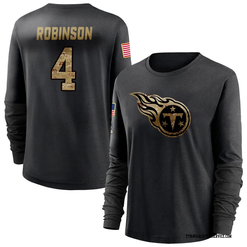 Women's Wan'Dale Robinson Tennessee Titans Black 2020 Salute To Service Sideline Performance Long Sleeve T-Shirt