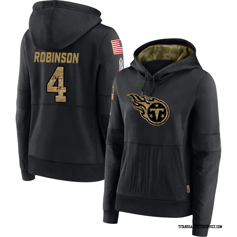 Women's Wan'Dale Robinson Tennessee Titans Black 2020 Salute to Service Sideline Performance Pullover Hoodie