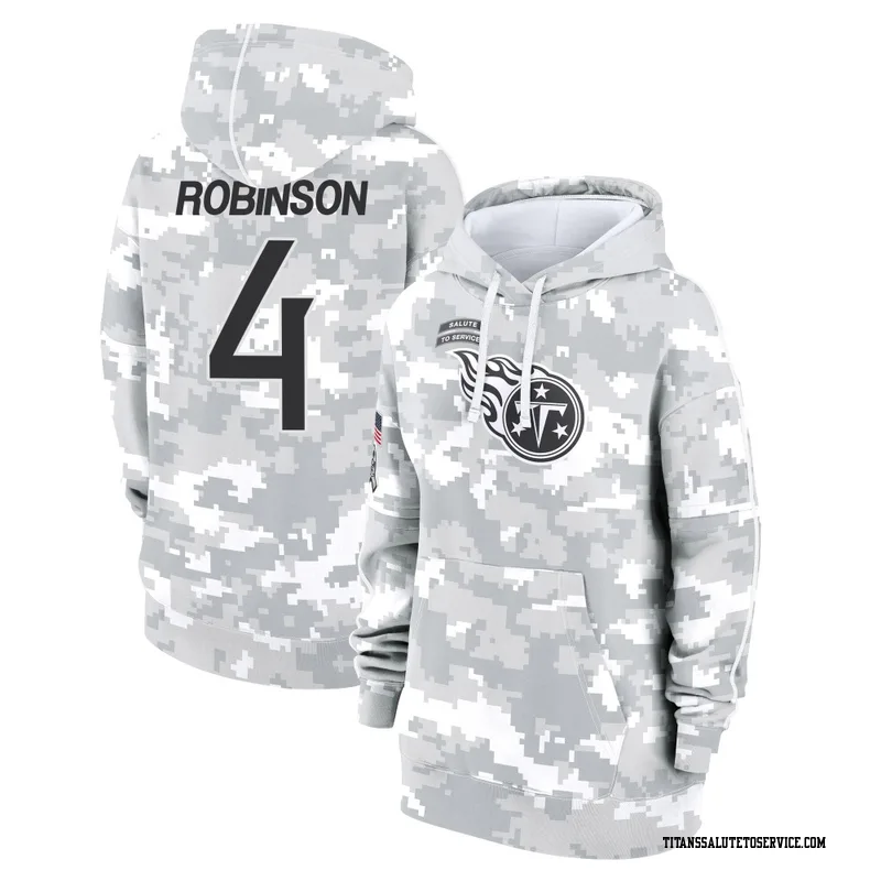 Women's Wan'Dale Robinson Tennessee Titans Camo Arctic 2024 Salute to Service Club Fleece Pullover Hoodie