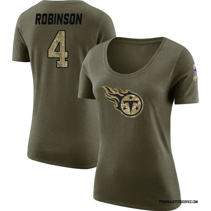 Women's Wan'Dale Robinson Tennessee Titans Legend Olive Salute to Service Scoop Neck T-Shirt