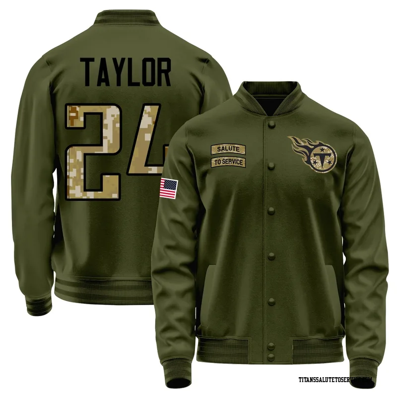 Youth Alontae Taylor Tennessee Titans Olive Salute to Service Sideline Performance Jacket