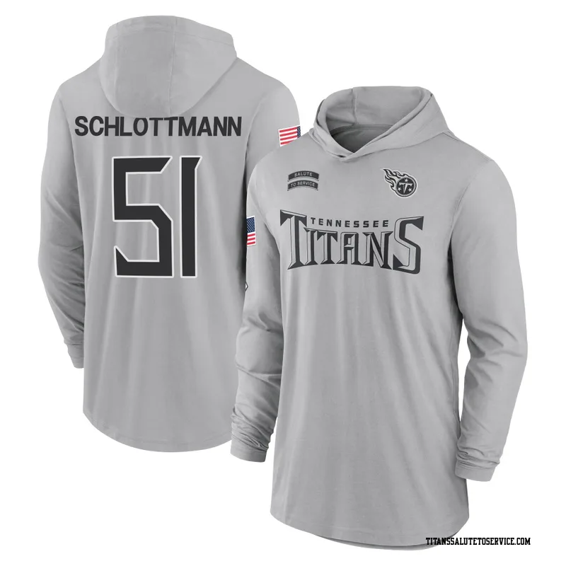 Youth Austin Schlottmann Tennessee Titans Gray 2024 Salute to Service Lightweight Performance Long Sleeve Hooded T-Shirt