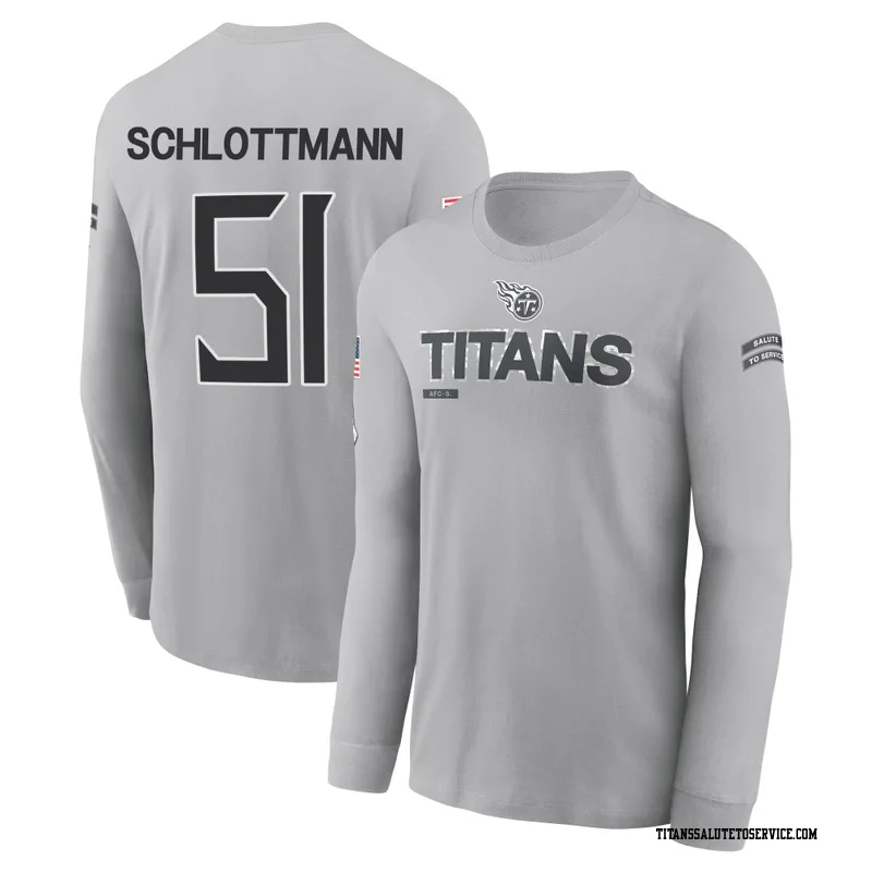 Youth Austin Schlottmann Tennessee Titans Gray 2024 Salute to Service Long Sleeve T-Shirt
