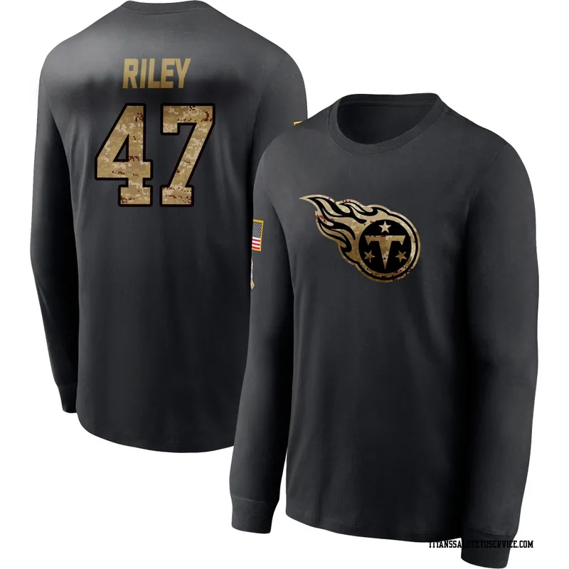 Youth Cam Riley Tennessee Titans Black 2020 Salute To Service Sideline Performance Long Sleeve T-Shirt