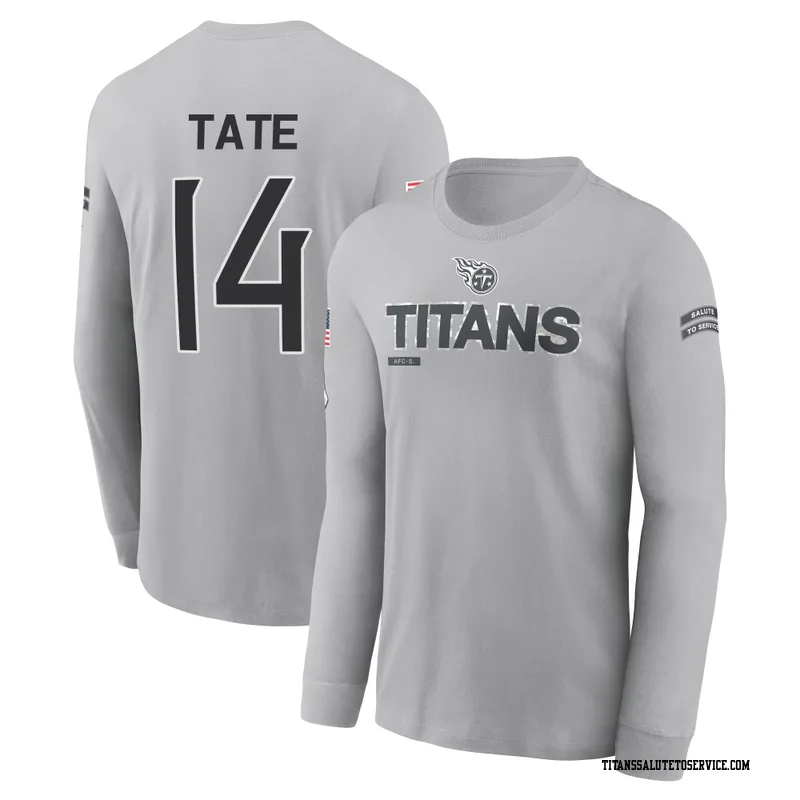 Youth Carnell Tate Tennessee Titans Gray 2024 Salute to Service Long Sleeve T-Shirt