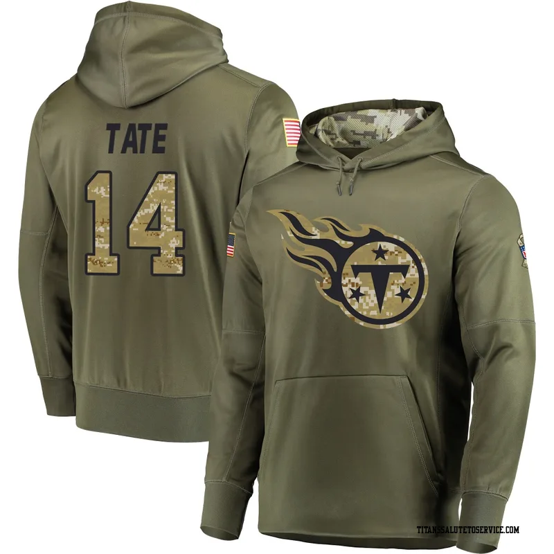 Youth Carnell Tate Tennessee Titans Olive Salute to Service Pullover Hoodie