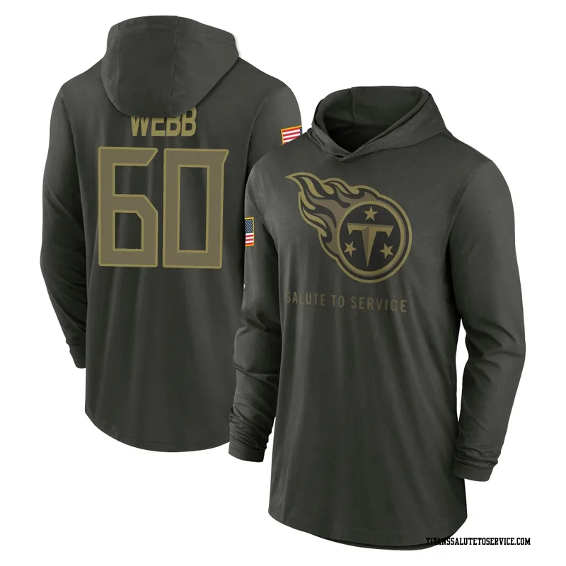Youth Clay Webb Tennessee Titans Green Forest/ 2025 Salute to Service Sideline Lightweight Hooded Pullover Long Sleeve T-Shirt