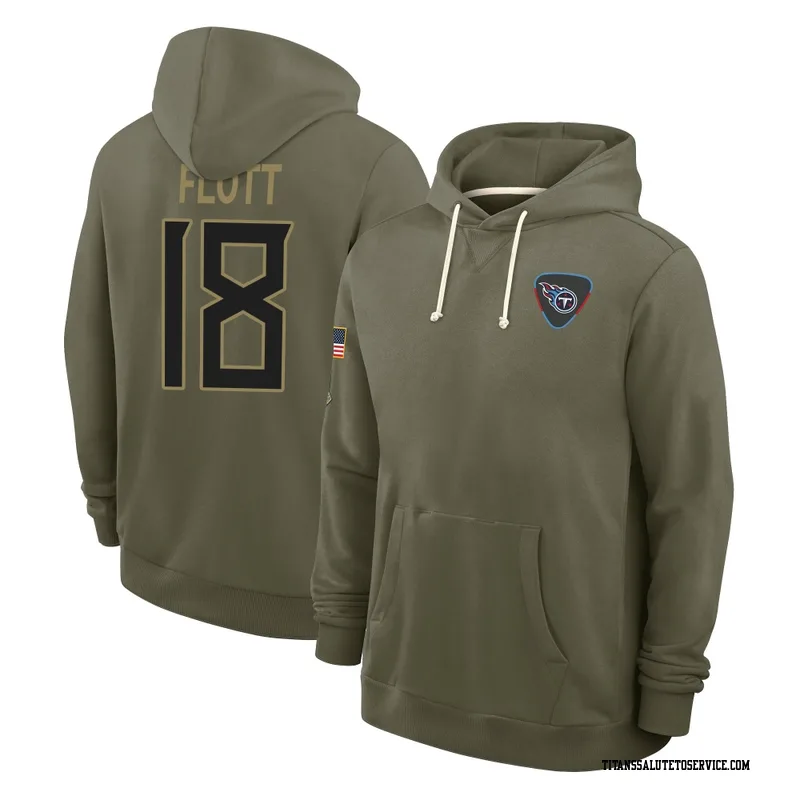 Youth Cor'Dale Flott Tennessee Titans Olive 2025 Salute to Service Hoodie