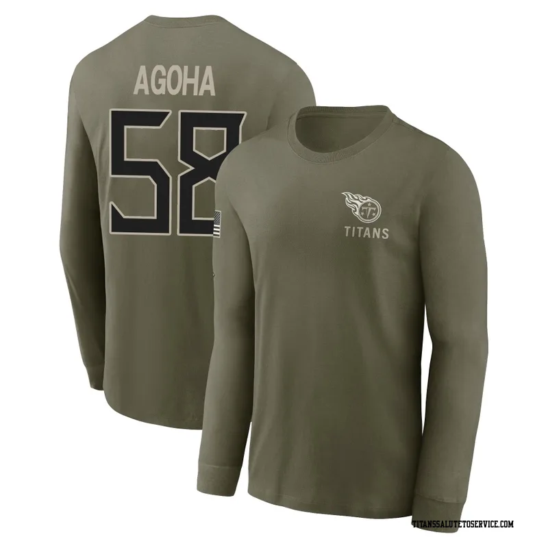 Youth David Ebuka Agoha Tennessee Titans Olive 2025 Salute to Service Sideline Long Sleeve T-Shirt
