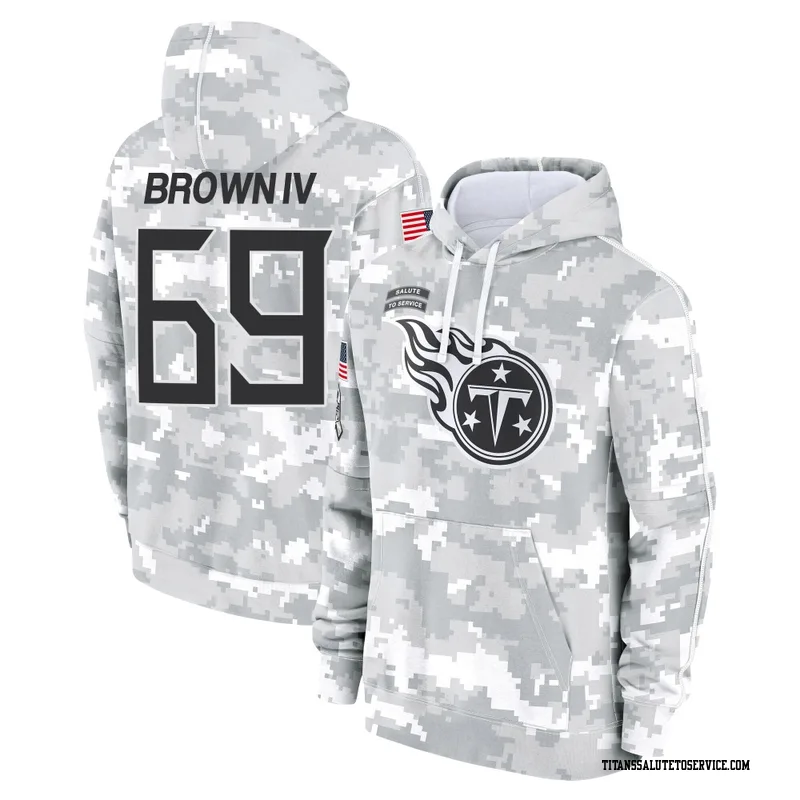 Youth Earnest Brown IV Tennessee Titans Camo Arctic 2024 Salute to Service Club Fleece Pullover Hoodie