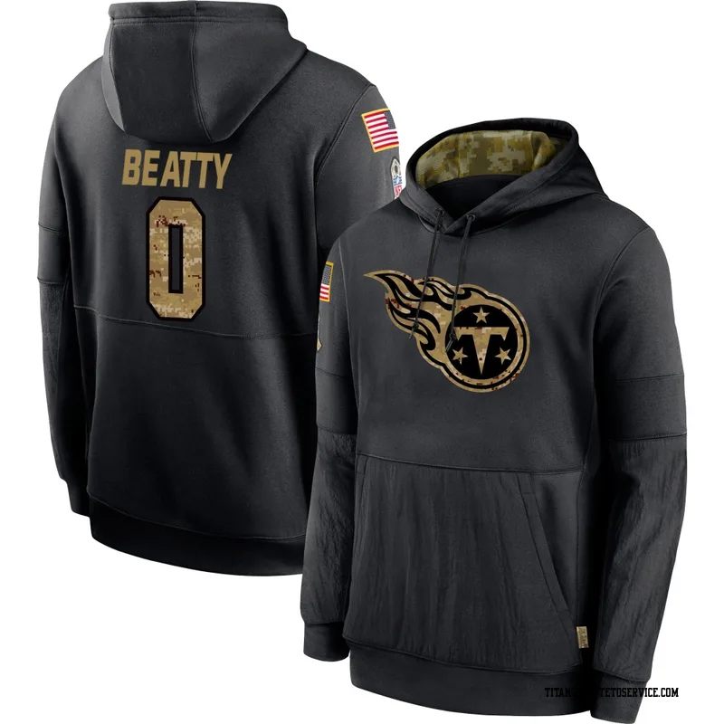 Youth Hank Beatty Tennessee Titans Black 2020 Salute to Service Sideline Performance Pullover Hoodie