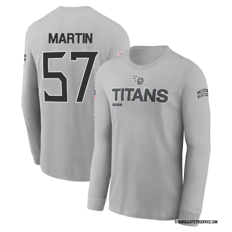Youth Jacob Martin Tennessee Titans Gray 2024 Salute to Service Long Sleeve T-Shirt
