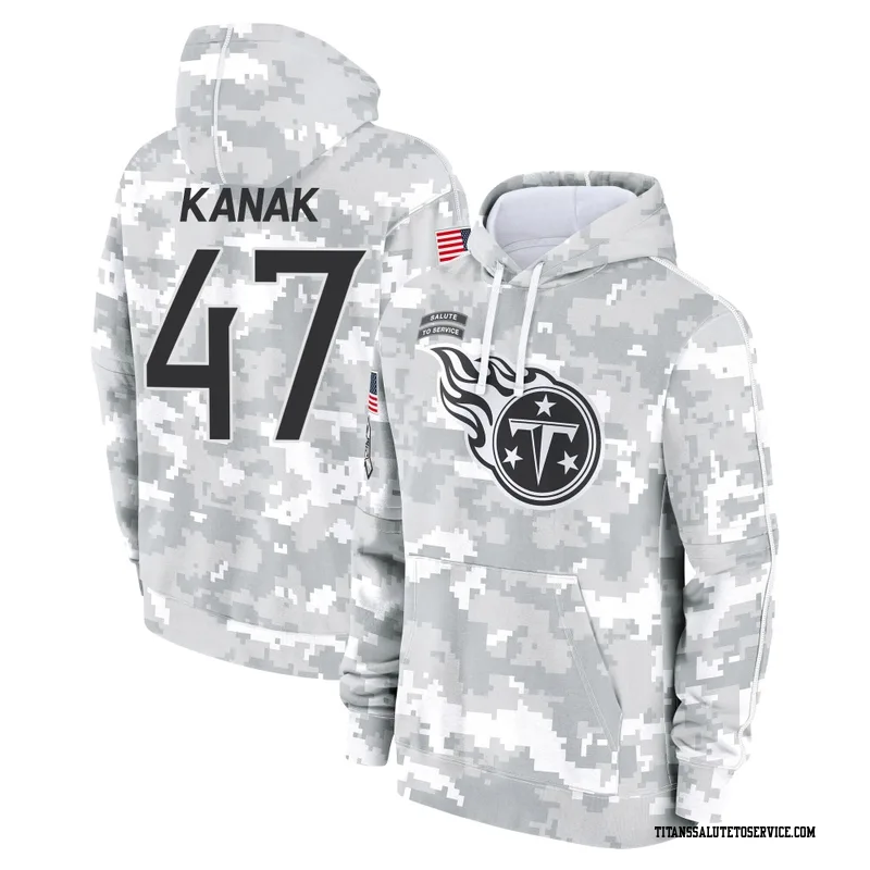 Youth Jaren Kanak Tennessee Titans Camo Arctic 2024 Salute to Service Club Fleece Pullover Hoodie