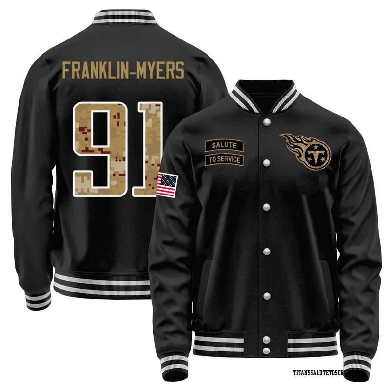 Youth John Franklin-Myers Tennessee Titans Black Salute to Service Sideline Performance Jacket