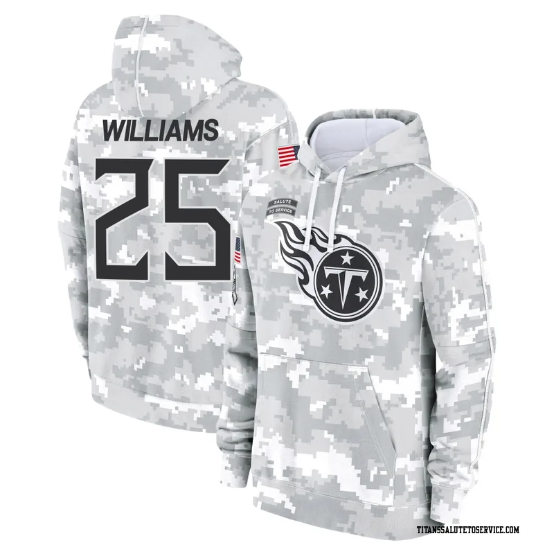 Youth Joshua Williams Tennessee Titans Camo Arctic 2024 Salute to Service Club Fleece Pullover Hoodie
