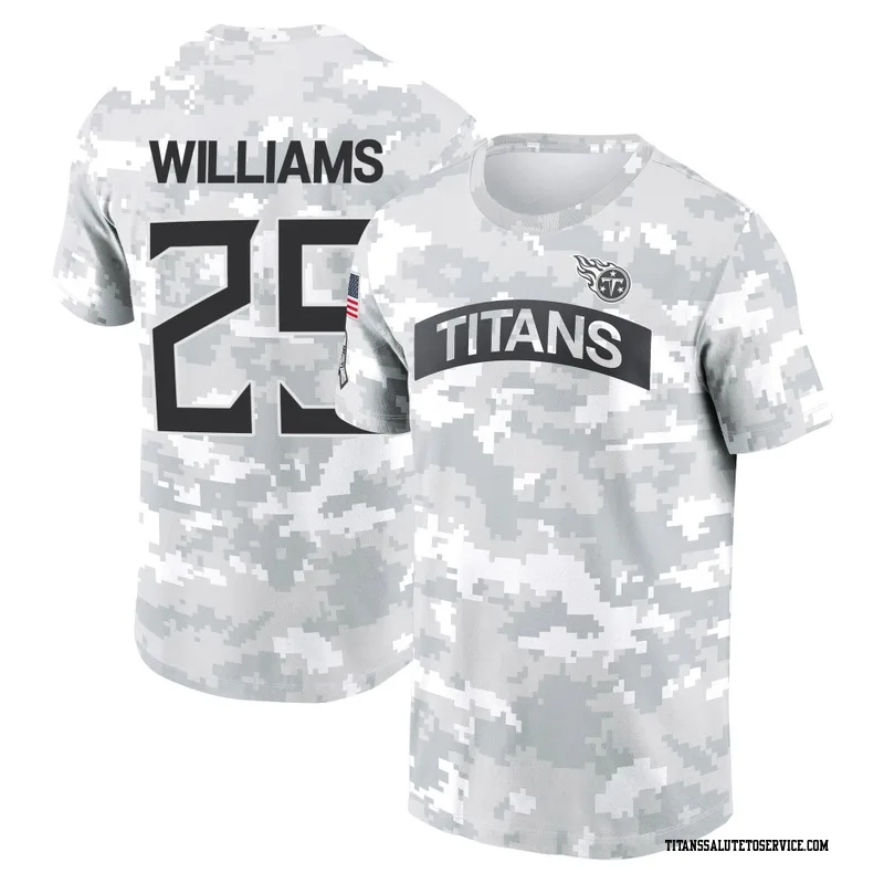 Youth Joshua Williams Tennessee Titans Camo Arctic 2024 Salute to Service Performance T-Shirt
