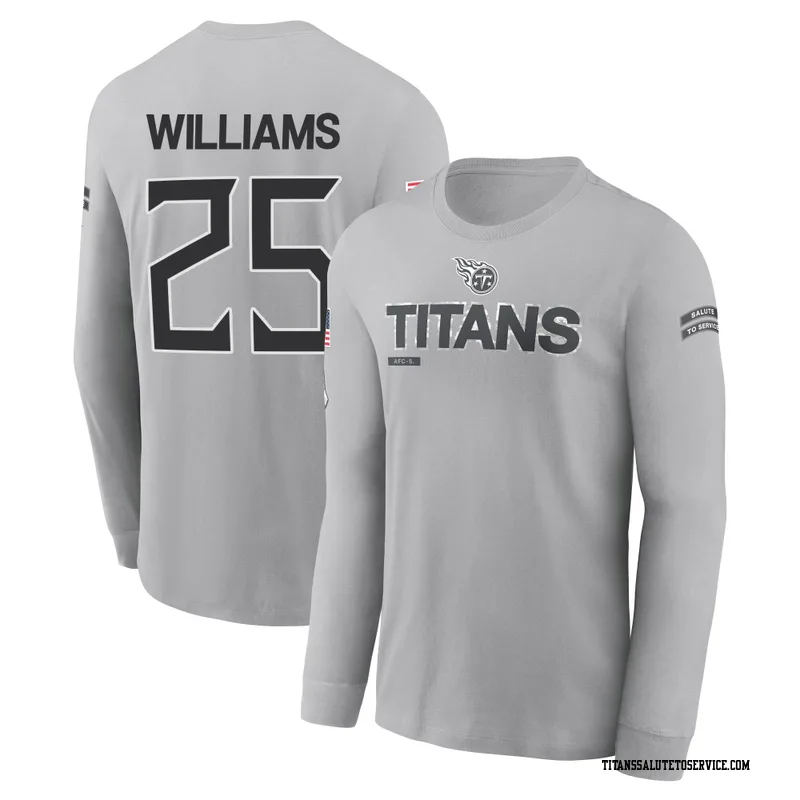 Youth Joshua Williams Tennessee Titans Gray 2024 Salute to Service Long Sleeve T-Shirt