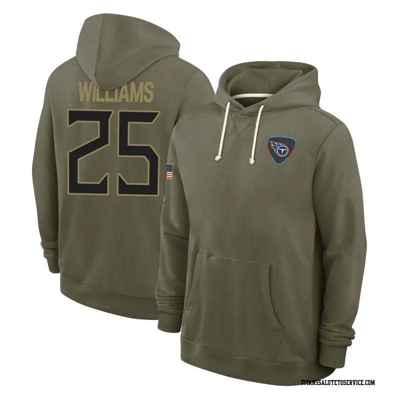 Youth Joshua Williams Tennessee Titans Olive 2025 Salute to Service Hoodie
