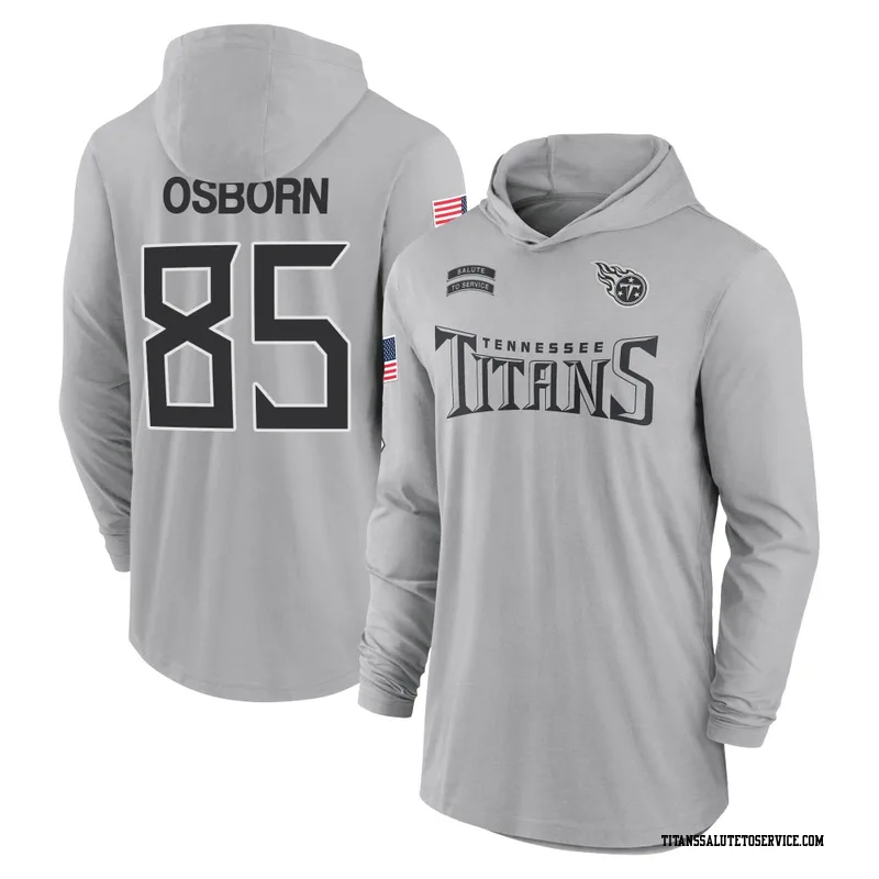 Youth K.J. Osborn Tennessee Titans Gray 2024 Salute to Service Lightweight Performance Long Sleeve Hooded T-Shirt
