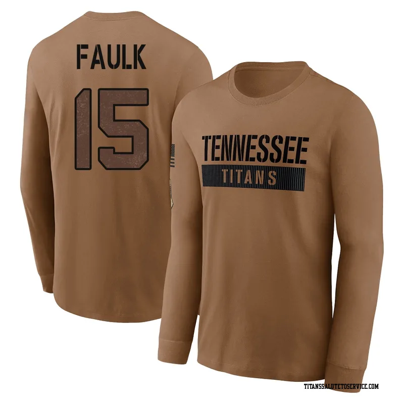 Youth Keldric Faulk Tennessee Titans Brown 2023 Salute To Service Long Sleeve T-Shirt