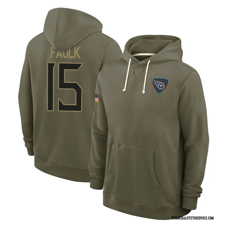 Youth Keldric Faulk Tennessee Titans Olive 2025 Salute to Service Hoodie