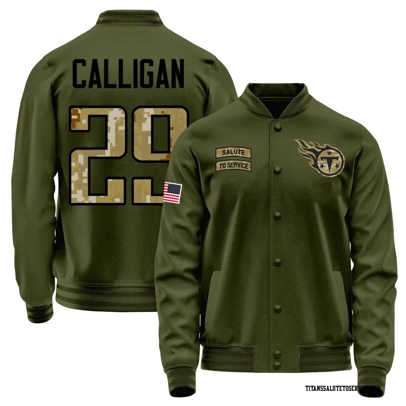 Youth Keydrain Calligan Tennessee Titans Olive Salute to Service Sideline Performance Jacket
