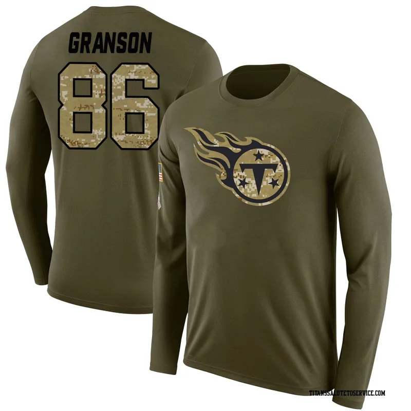 Youth Kylen Granson Tennessee Titans Legend Olive Salute to Service Sideline Long Sleeve T-Shirt