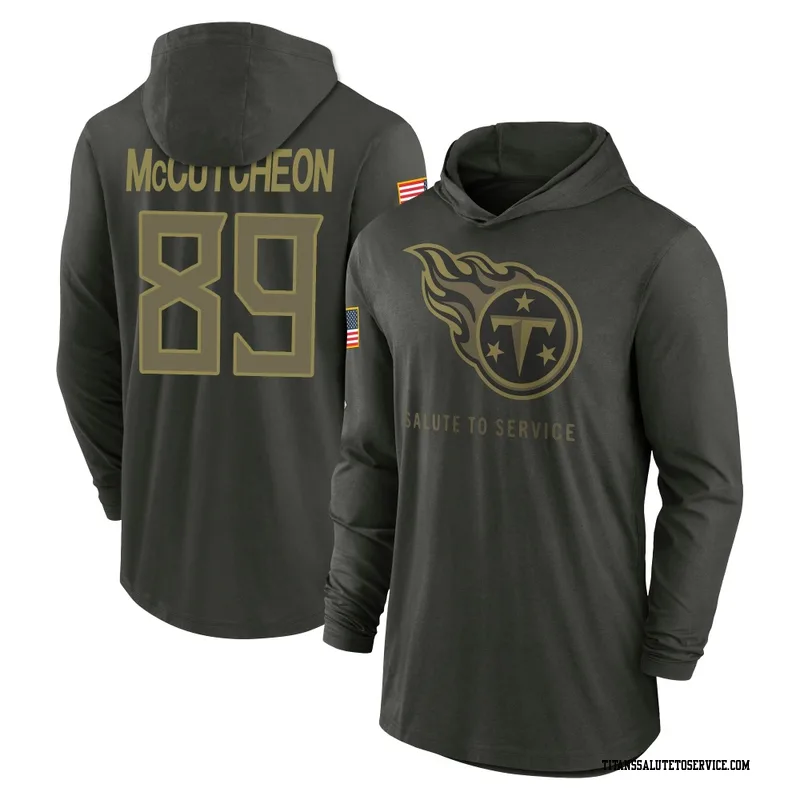 Youth Lance McCutcheon Tennessee Titans Green Forest/ 2025 Salute to Service Sideline Lightweight Hooded Pullover Long Sleeve T-