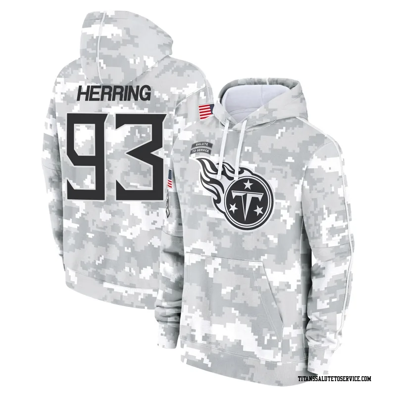 Youth Malik Herring Tennessee Titans Camo Arctic 2024 Salute to Service Club Fleece Pullover Hoodie