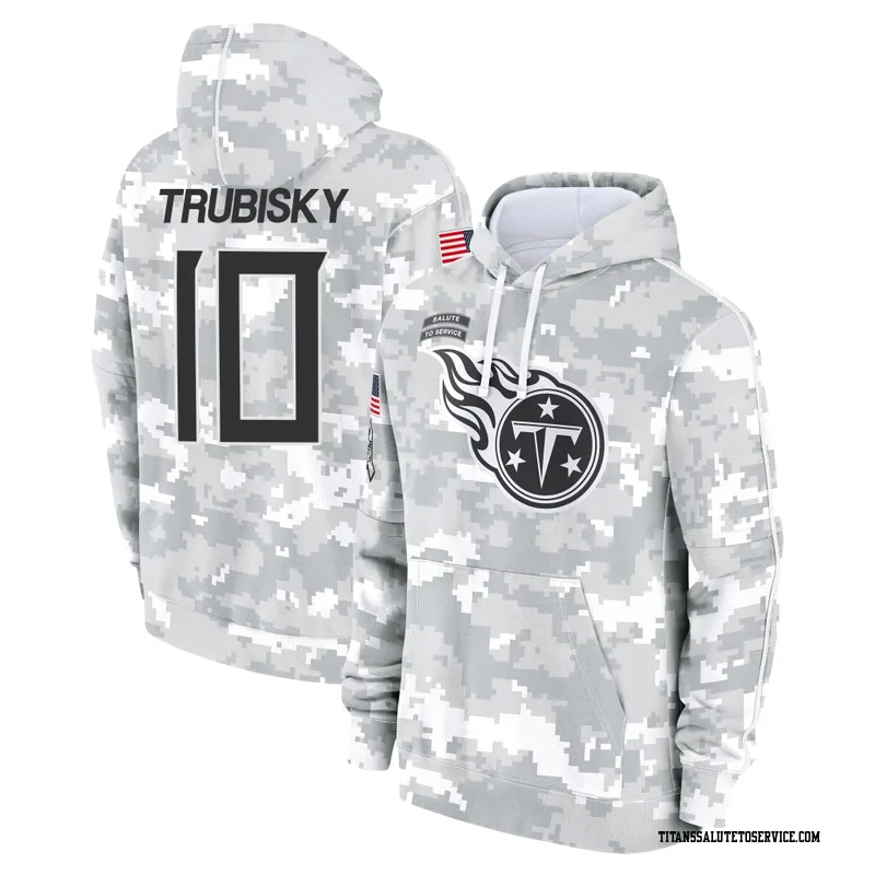 Youth Mitchell Trubisky Tennessee Titans Camo Arctic 2024 Salute to Service Club Fleece Pullover Hoodie