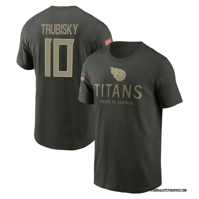 Youth Mitchell Trubisky Tennessee Titans Green Forest/ 2025 Salute to Service Sideline Primary Edge T-Shirt