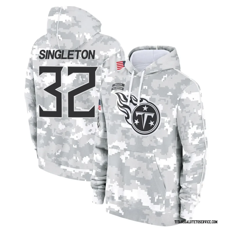 Youth Nicholas Singleton Tennessee Titans Camo Arctic 2024 Salute to Service Club Fleece Pullover Hoodie