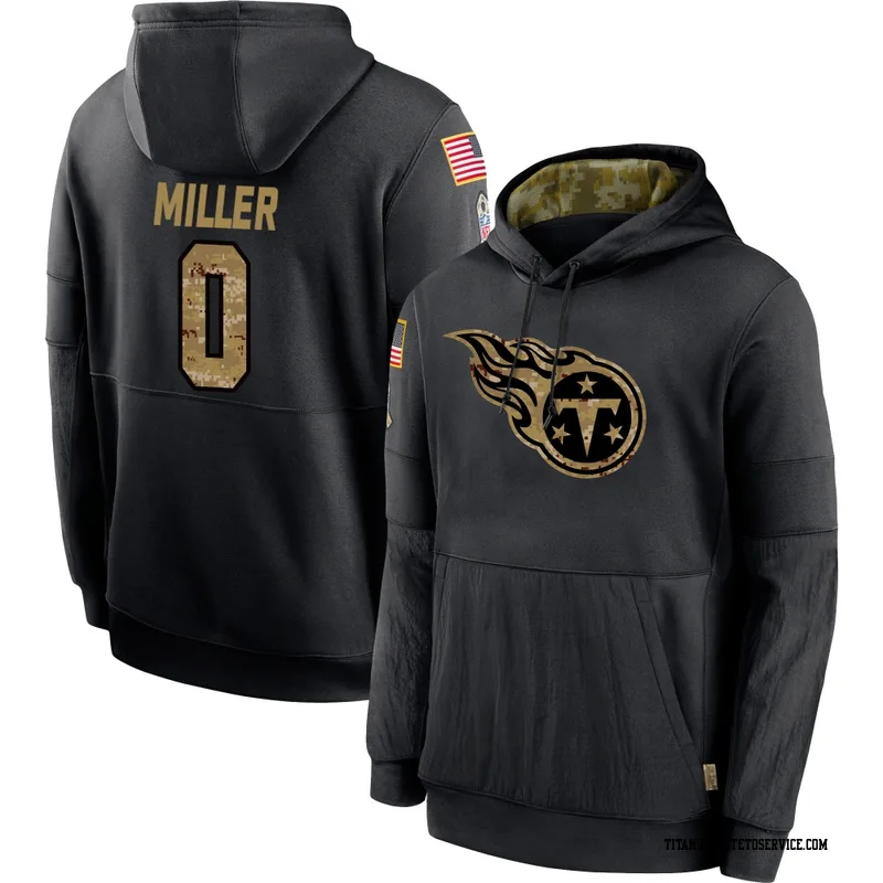 Youth Rasheed Miller Tennessee Titans Black 2020 Salute to Service Sideline Performance Pullover Hoodie