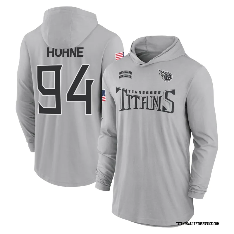 Youth Timmy Horne Tennessee Titans Gray 2024 Salute to Service Lightweight Performance Long Sleeve Hooded T-Shirt