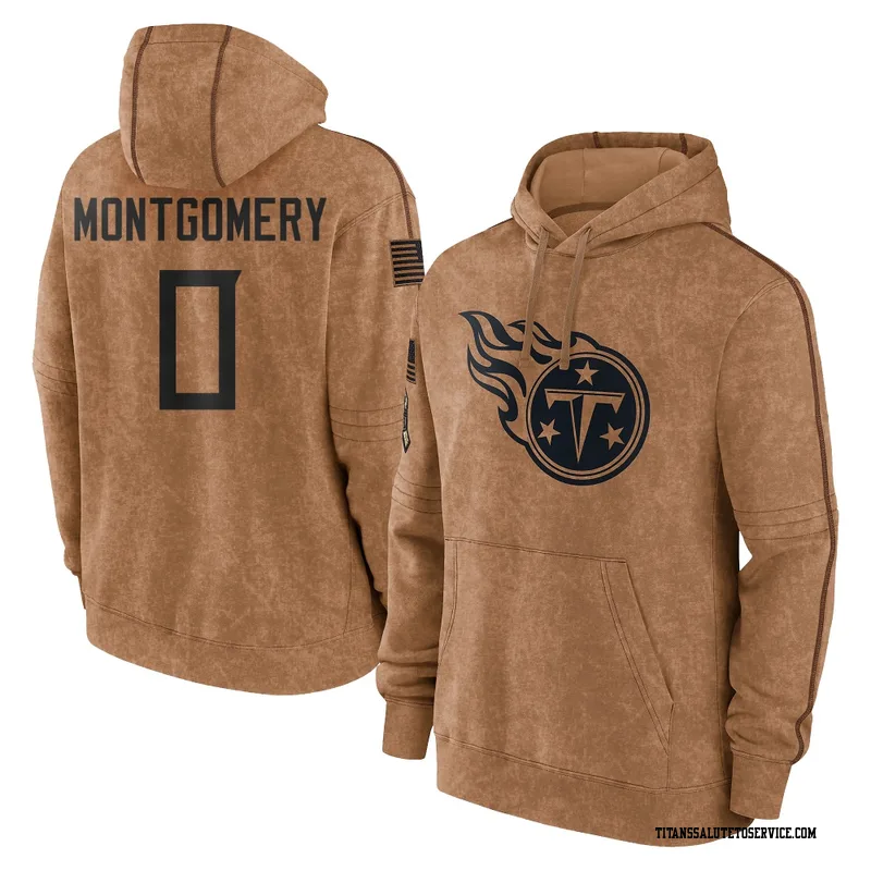 Youth Tyren Montgomery Tennessee Titans Brown 2023 Salute To Service Club Pullover Hoodie